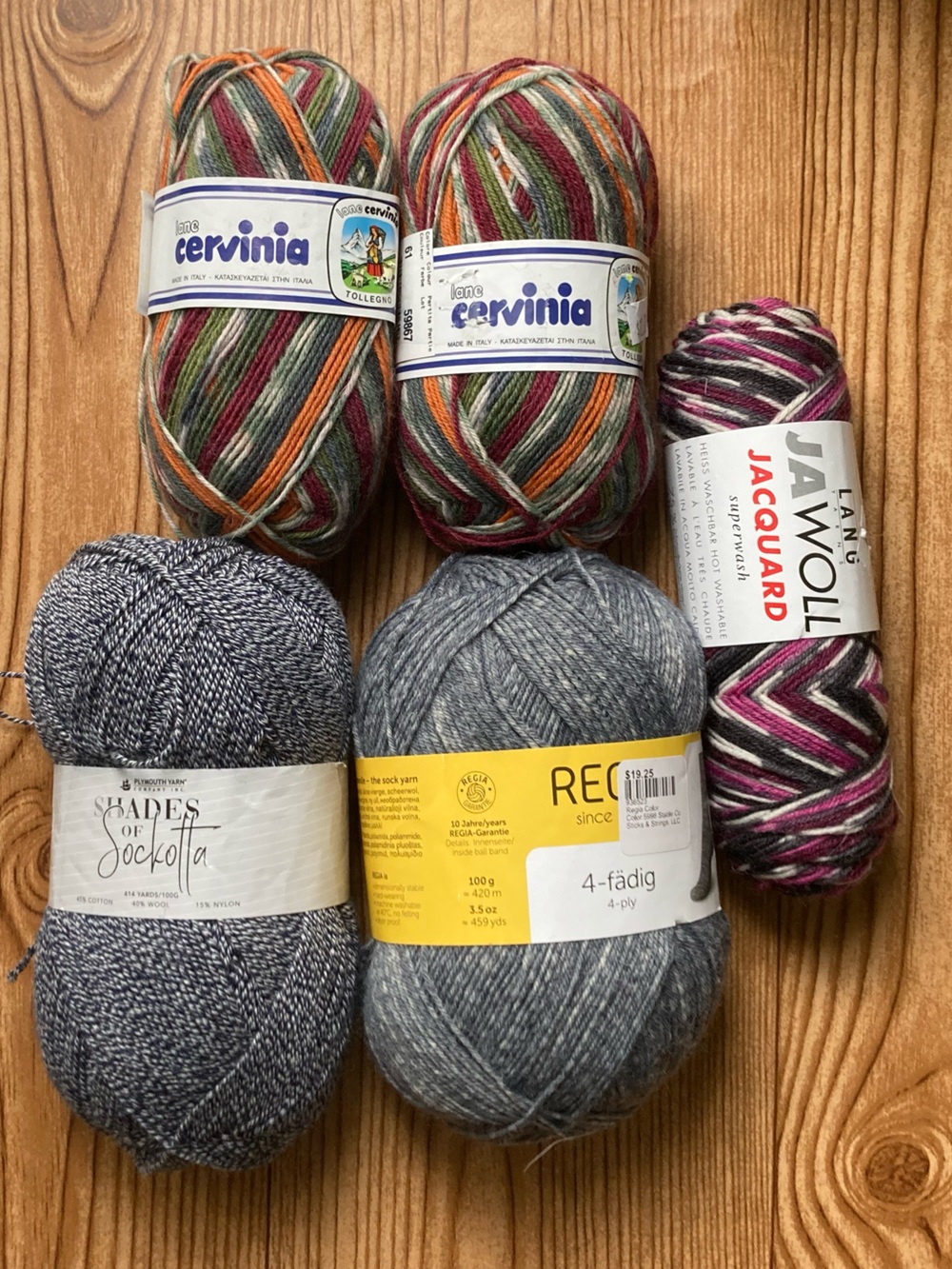 Lot of 5 Skeins Balls of Premium Sock Yarn Wool Blends Plymouth Lane Regia